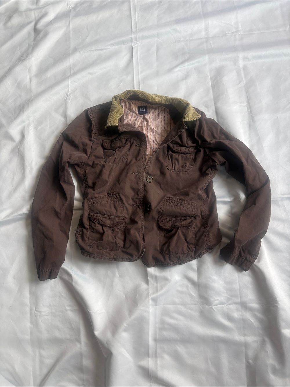 GAP Brown Jacket with Olive-Collar Detail